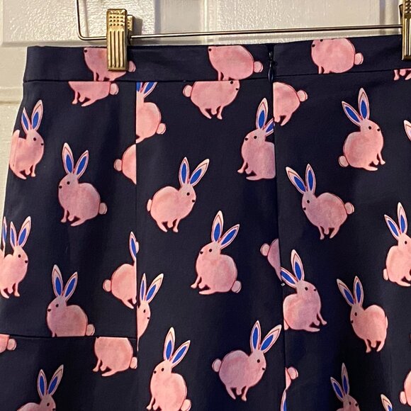 Draper James Sz 6 Skirt Navy Blue Pink Bunnies Mini Lined - Picture 4 of 9